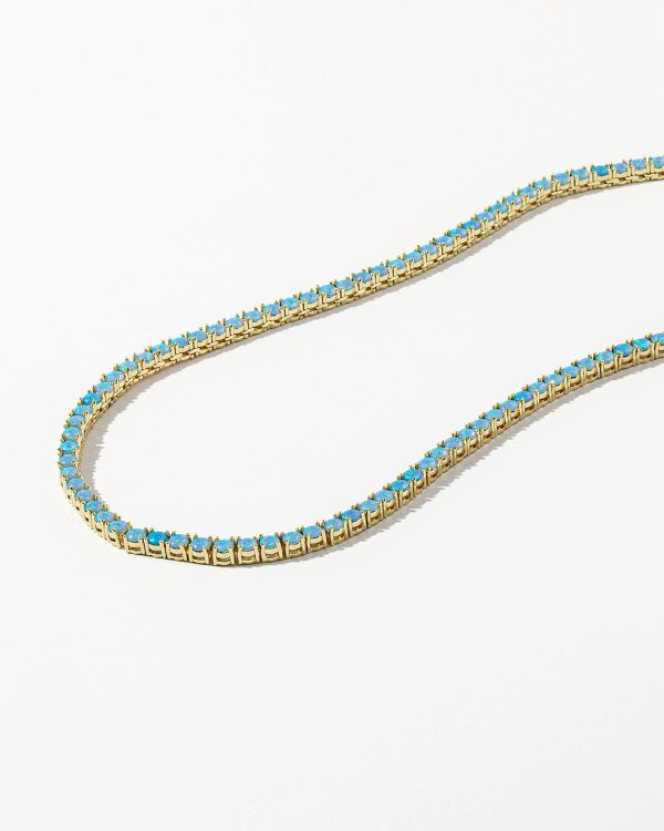 Grand Heiress Tennis Necklace 18  - Gold|Blue Opal For Cheap - Image 3