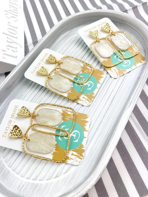 White Shimmer Oval Hoops Discount - Image 5