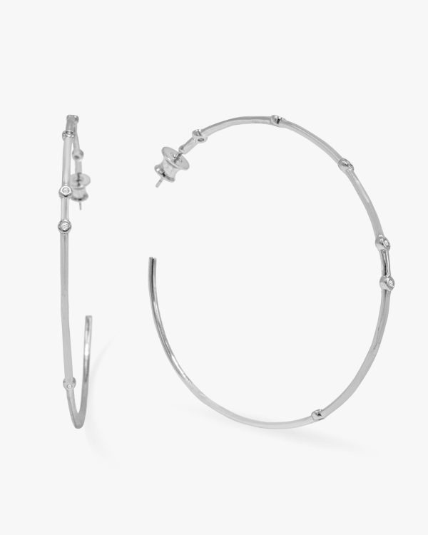 Big Ass Hoops 2  - Silver|White Diamondettes For Sale