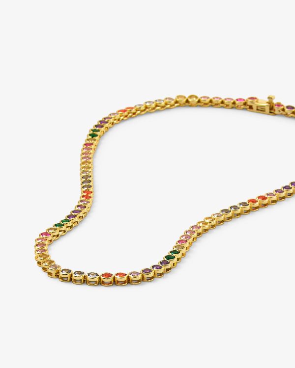 Baroness Tennis Necklace 15  - Gold|Rainbow Diamondettes Online now - Image 3