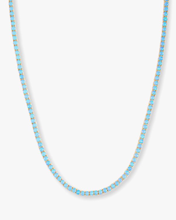 Grand Heiress Tennis Necklace 18  - Gold|Blue Opal For Cheap