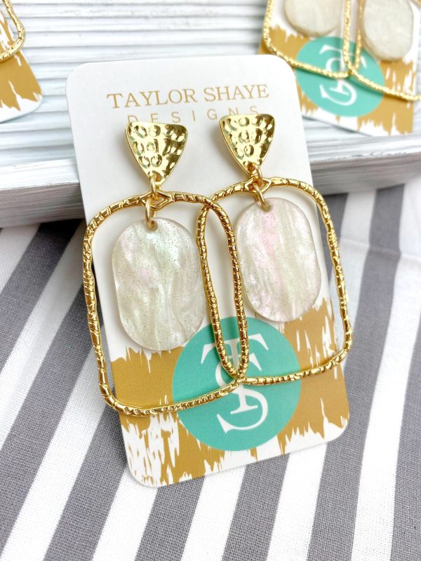 White Shimmer Oval Hoops Discount - Image 2