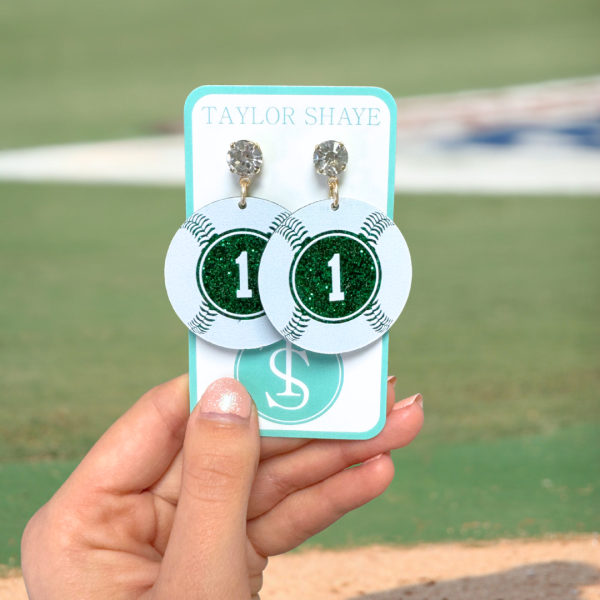 Green Glitter Custom Number Baseballs Hot on Sale
