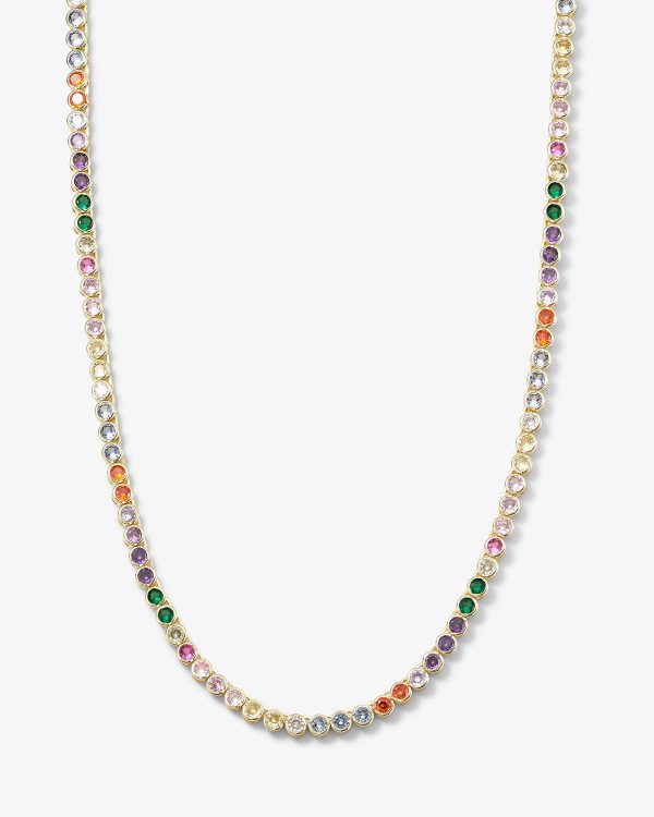 Baroness Tennis Necklace 15  - Gold|Rainbow Diamondettes Online now