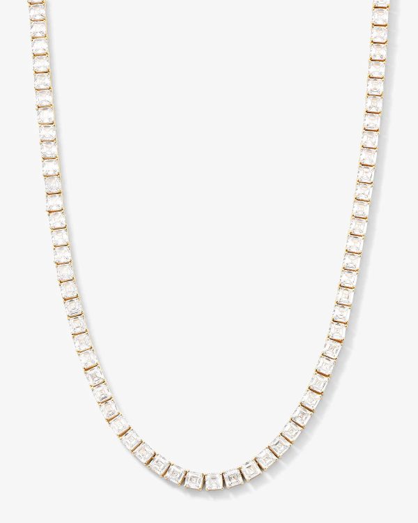 The Queen s Tennis Necklace 18  - Gold|White Diamondettes on Sale