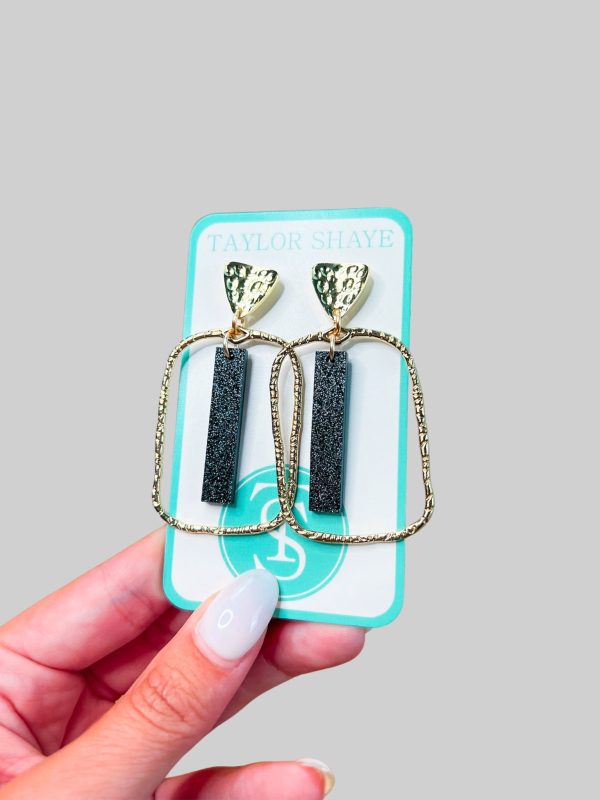 Black Glitter Stick Hoops Cheap - Image 5