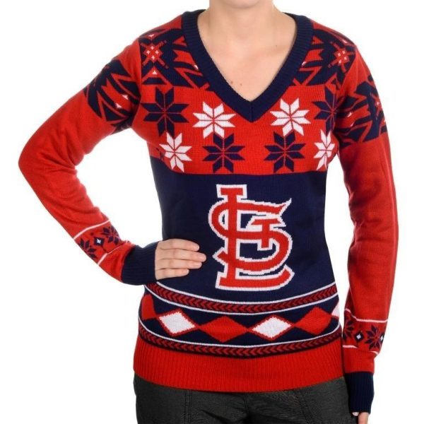 St. Louis Cardinals Womens Big Logo V-Neck Sweater For Sale - Image 3