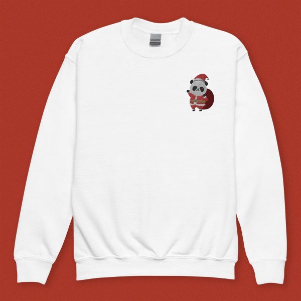 Panda Santa Embroidered Kids Sweatshirt on Sale