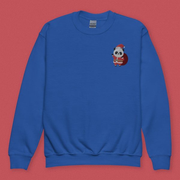Panda Santa Embroidered Kids Sweatshirt on Sale - Image 3
