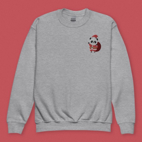 Panda Santa Embroidered Kids Sweatshirt on Sale - Image 4