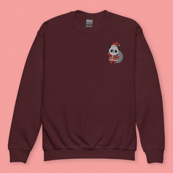 Panda Santa Embroidered Kids Sweatshirt on Sale - Image 2