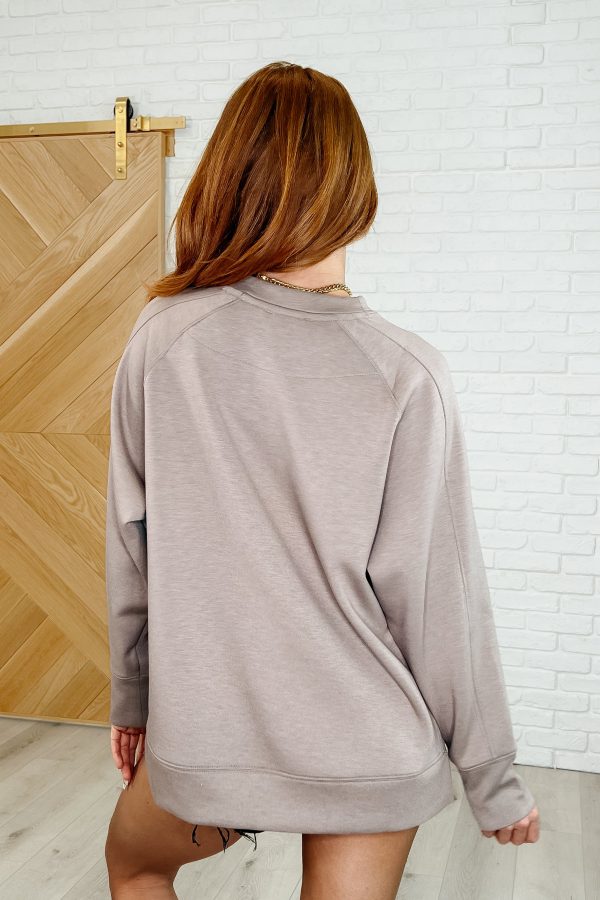 Hazel Blues® |  It s The Little Things Relaxed Scuba Pullover in Cocoa Cheap - Image 4